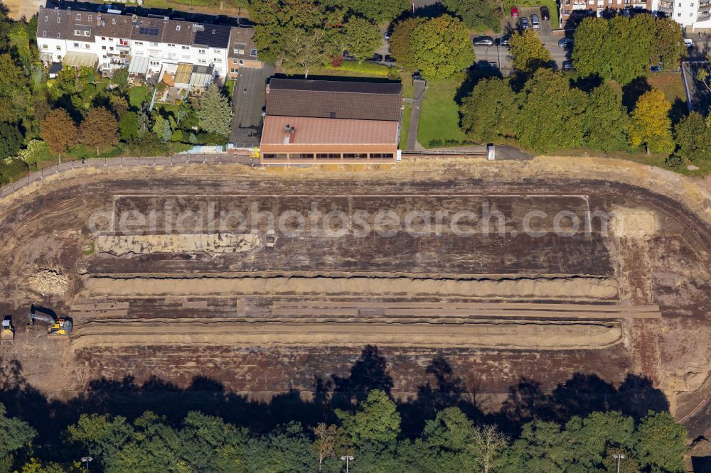 Aerial image Mönchengladbach - Construction site for the renovation and modernization of the sports facilities Ernst-Reuter-Sportanlagen on Luisenstrasse in Moenchengladbach in the state of North Rhine-Westphalia, Germany