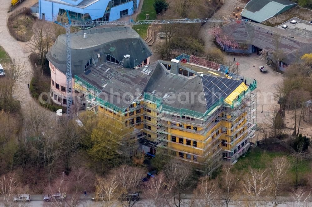 Aerial image Bochum - Construction site for renovation at the school building of the Widar School in Bochum in the federal state of North Rhine-Westphalia, Germany