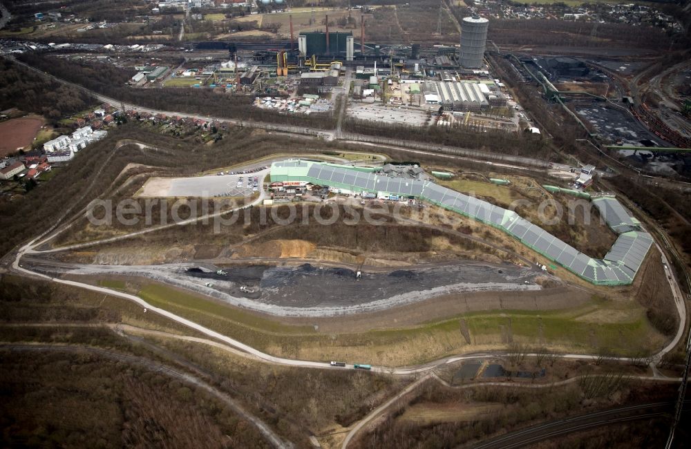 Aerial image Bottrop - Construction site to stabilize the Prosper heap on the north side of the Alpincenter in Bottrop in the state of North Rhine-Westphalia, Germany