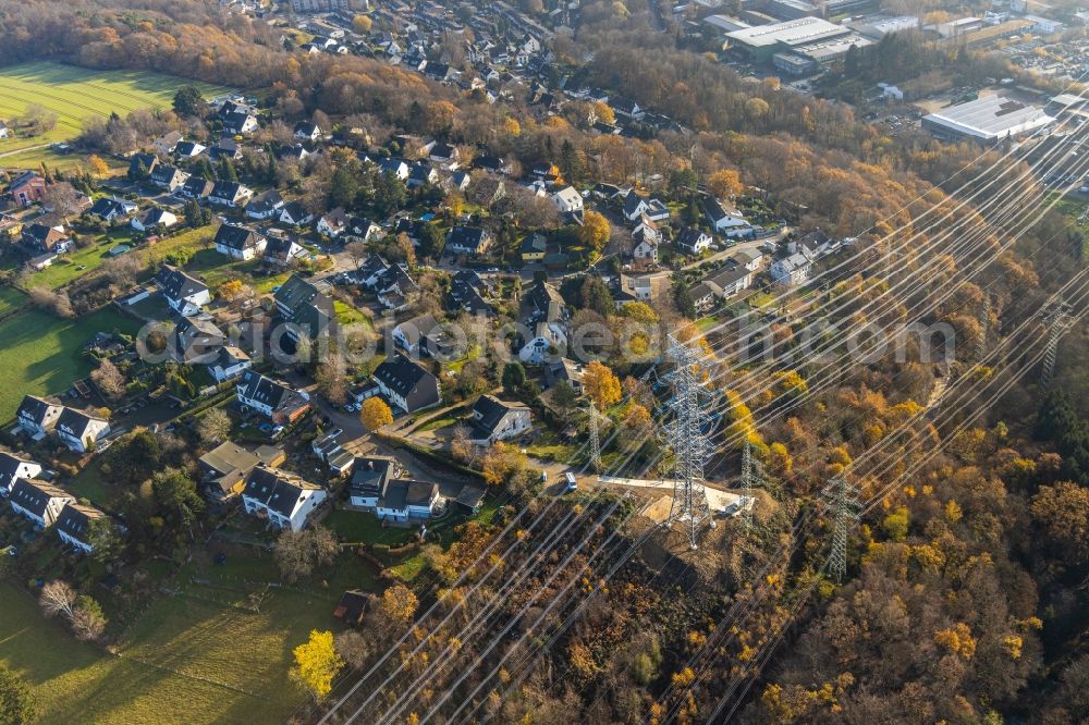 Aerial photograph Herdecke - Construction on electric pole installation in the district Ende in Herdecke in the state North Rhine-Westphalia, Germany