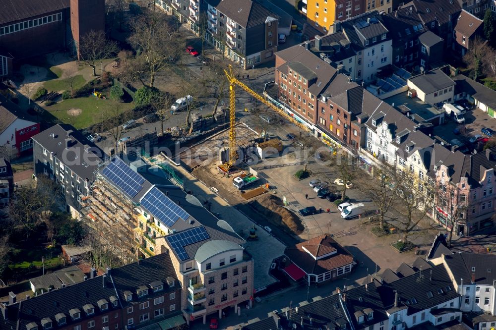 Aerial photograph Oberhausen - Construction site for the redevelopment of the market square in the Osterfeld part of Oberhausen in the state of North Rhine-Westphalia