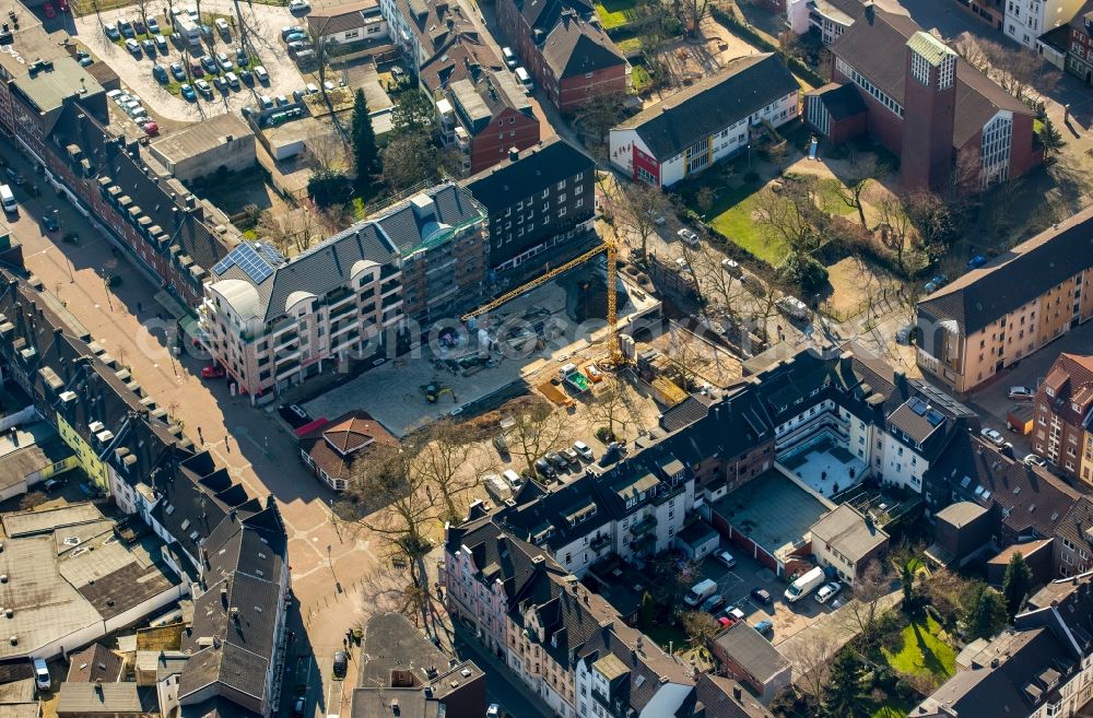 Oberhausen from the bird's eye view: Construction site for the redevelopment of the market square in the Osterfeld part of Oberhausen in the state of North Rhine-Westphalia