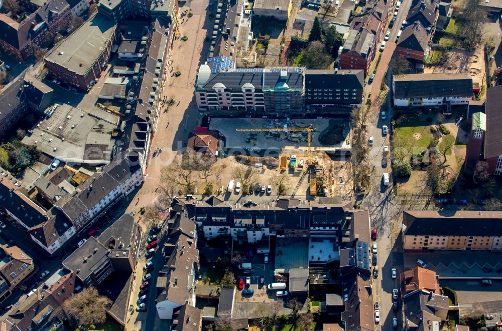 Aerial image Oberhausen - Construction site for the redevelopment of the market square in the Osterfeld part of Oberhausen in the state of North Rhine-Westphalia