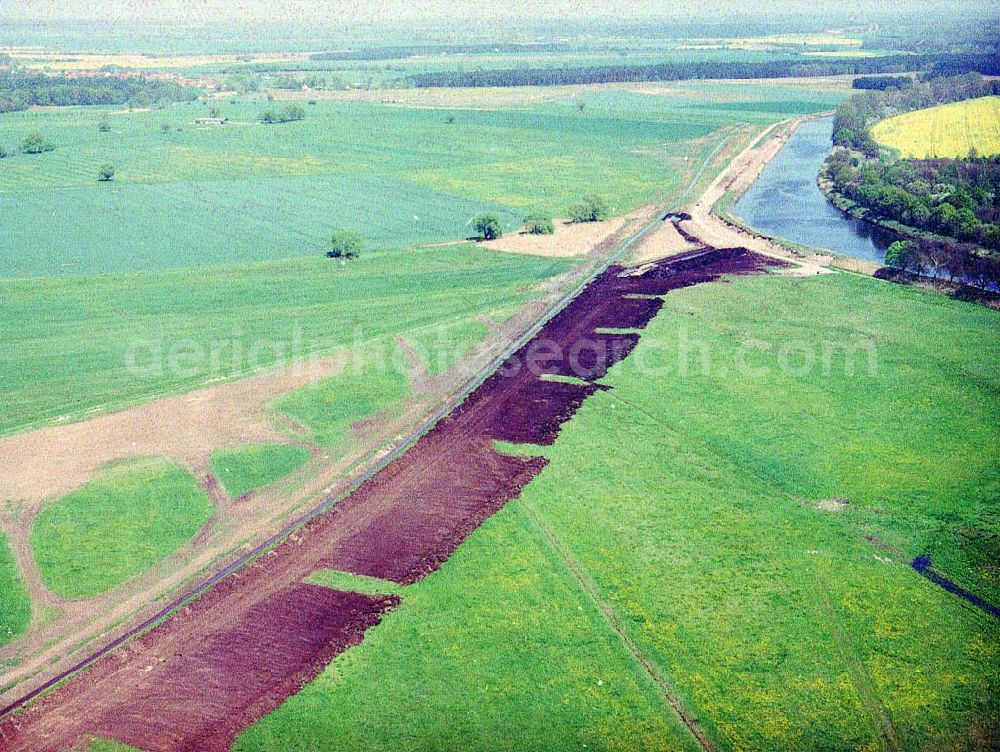 Aerial image Parchau - Baustelle zur Umleitung des Elbe - Havel - Kanal im Bereich von Parchau.