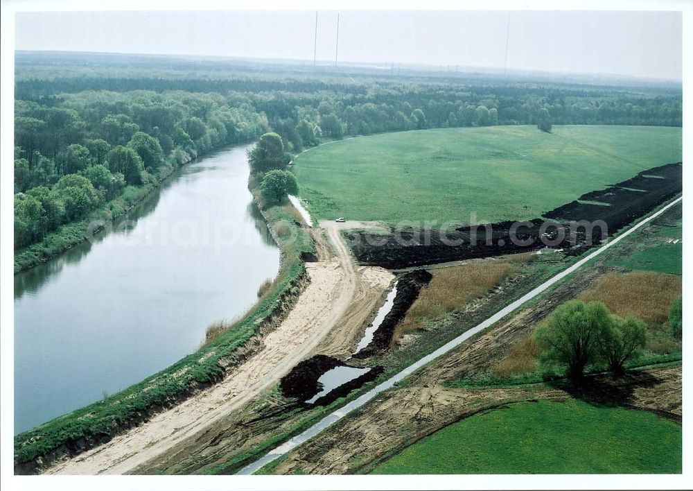 Parchau from the bird's eye view: Baustelle zur Umleitung des Elbe - Havel - Kanal im Bereich von Parchau.