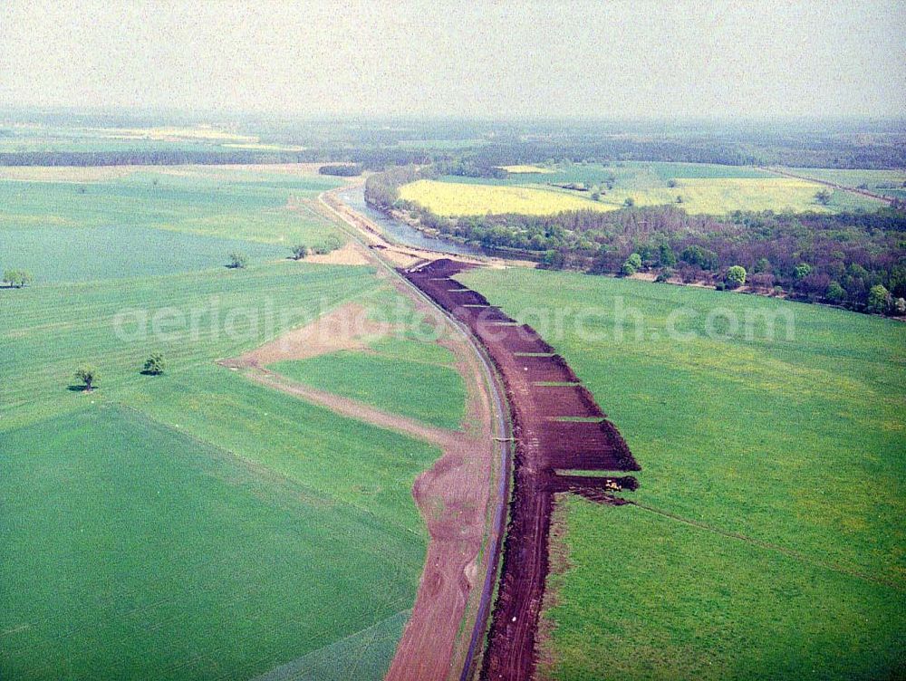 Aerial image Parchau - Baustelle zur Umleitung des Elbe - Havel - Kanal im Bereich von Parchau.