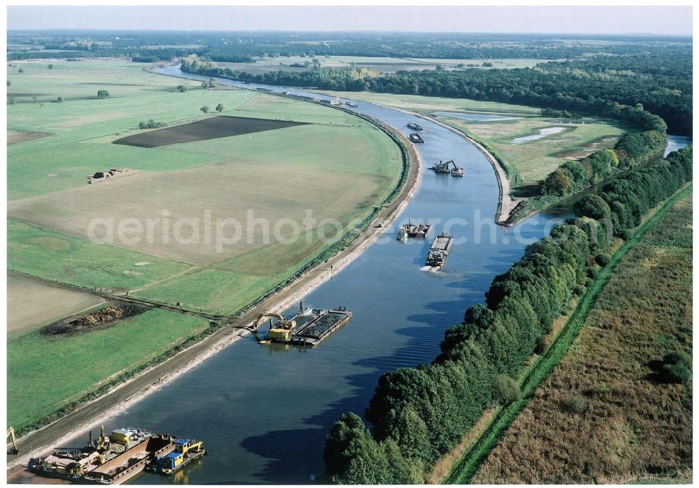 Aerial image Parchau - Baustelle zur Umleitung des Elbe - Havel - Kanal im Bereich von Parchau.