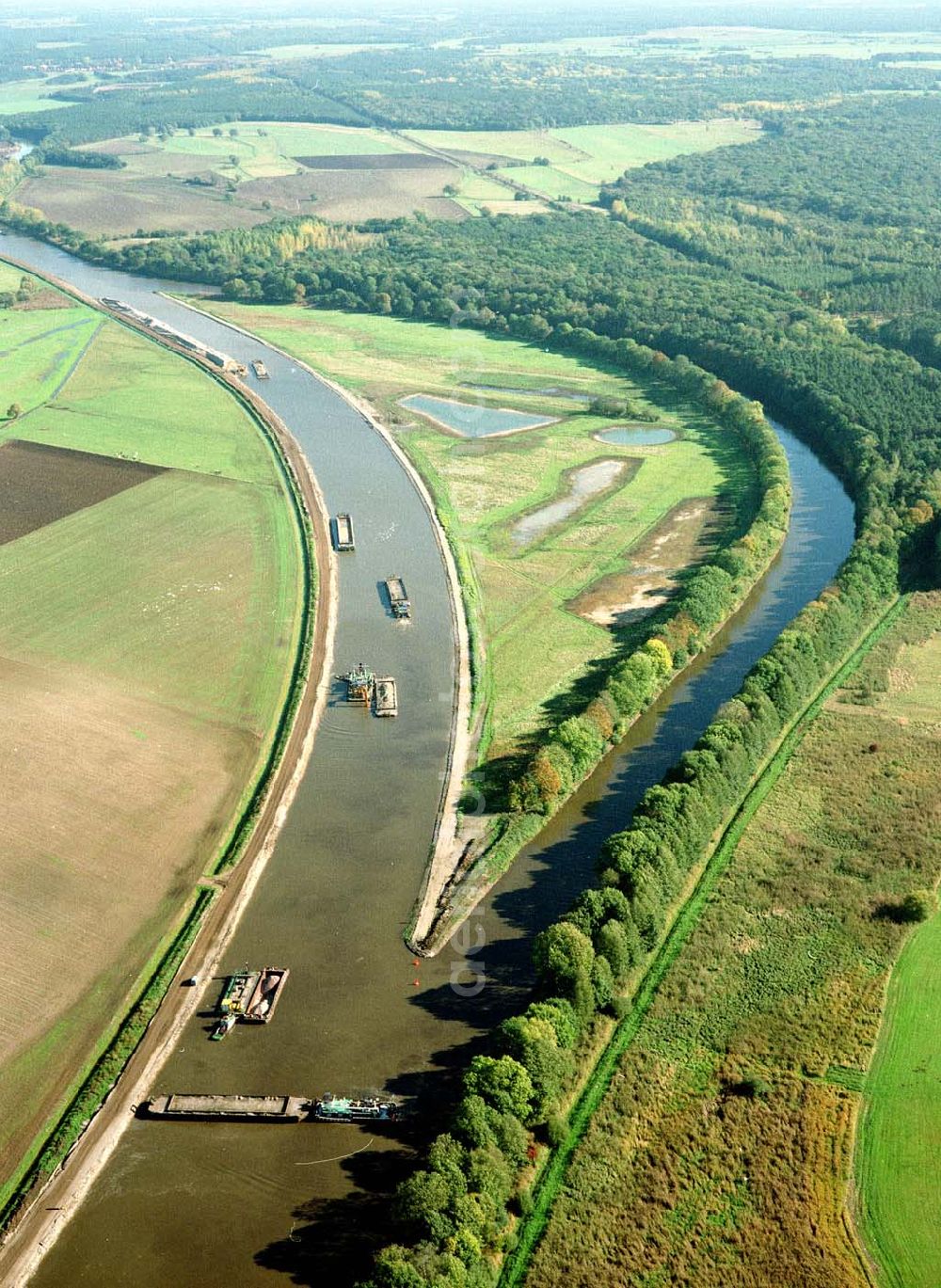 Parchau from the bird's eye view: Baustelle zur Umleitung des Elbe - Havel - Kanal im Bereich von Parchau.