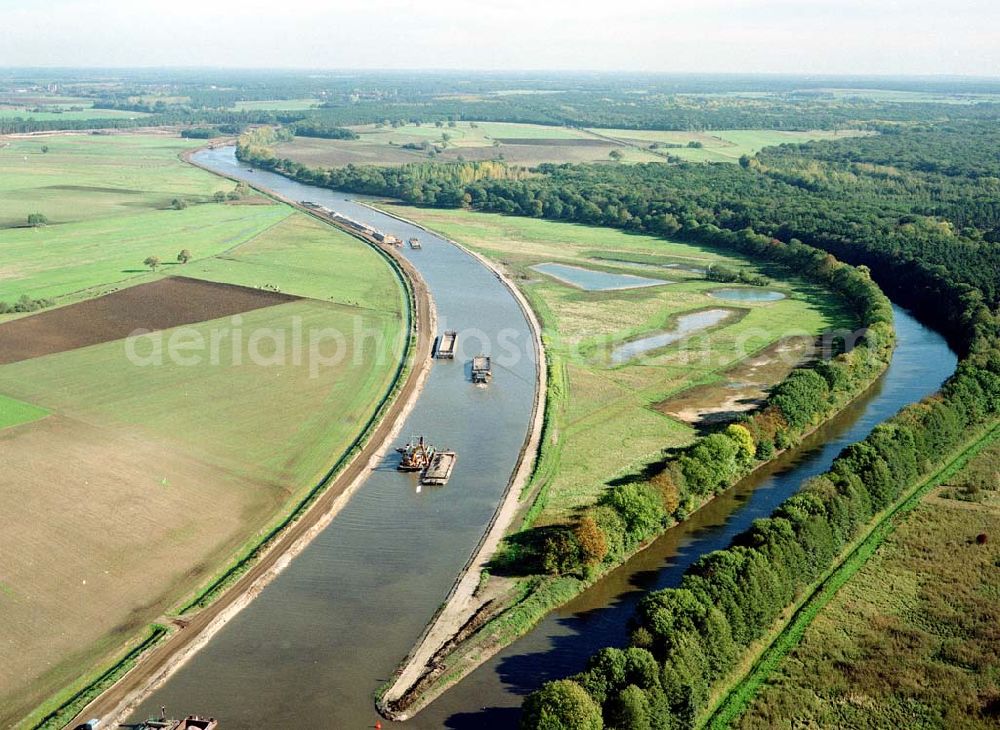 Aerial photograph Parchau - Baustelle zur Umleitung des Elbe - Havel - Kanal im Bereich von Parchau.