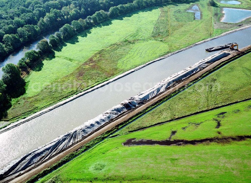 Parchau from the bird's eye view: Baustelle zur Umleitung des Elbe - Havel - Kanal im Bereich von Parchau.