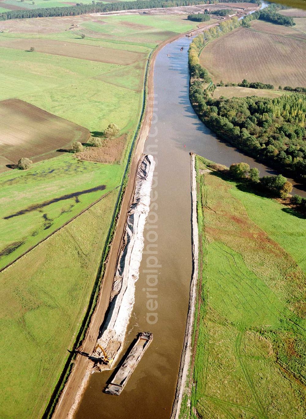 Aerial photograph Parchau - Baustelle zur Umleitung des Elbe - Havel - Kanal im Bereich von Parchau.