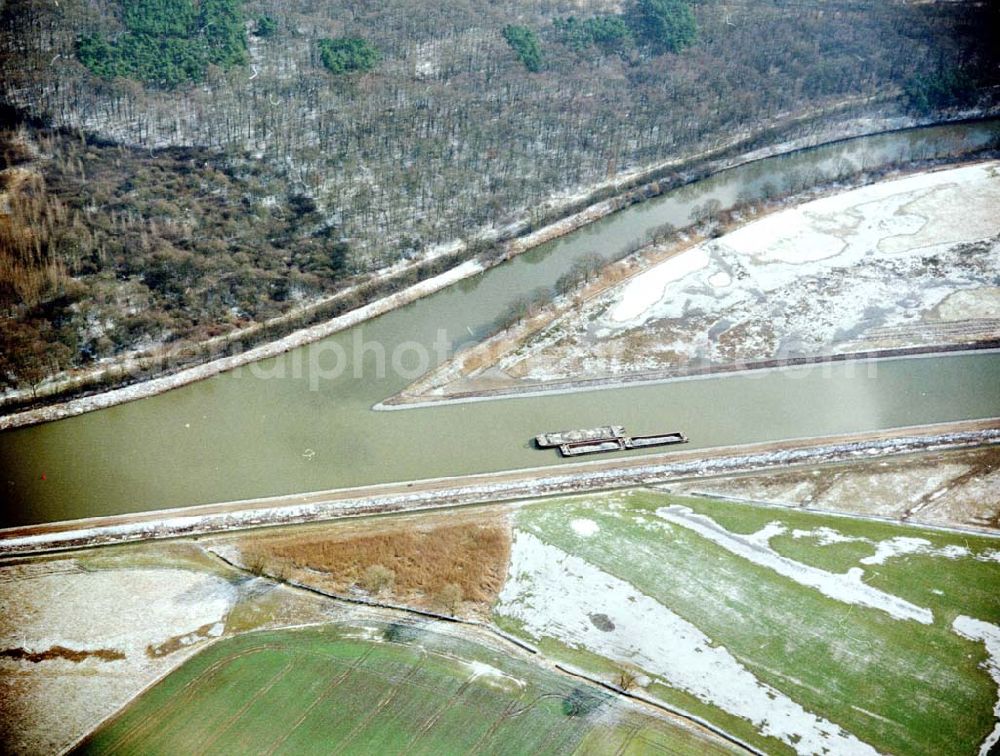 bei Parchau from the bird's eye view: Baustelle zur Umleitung des Elbe - Havel - Kanal im Bereich von Parchau.