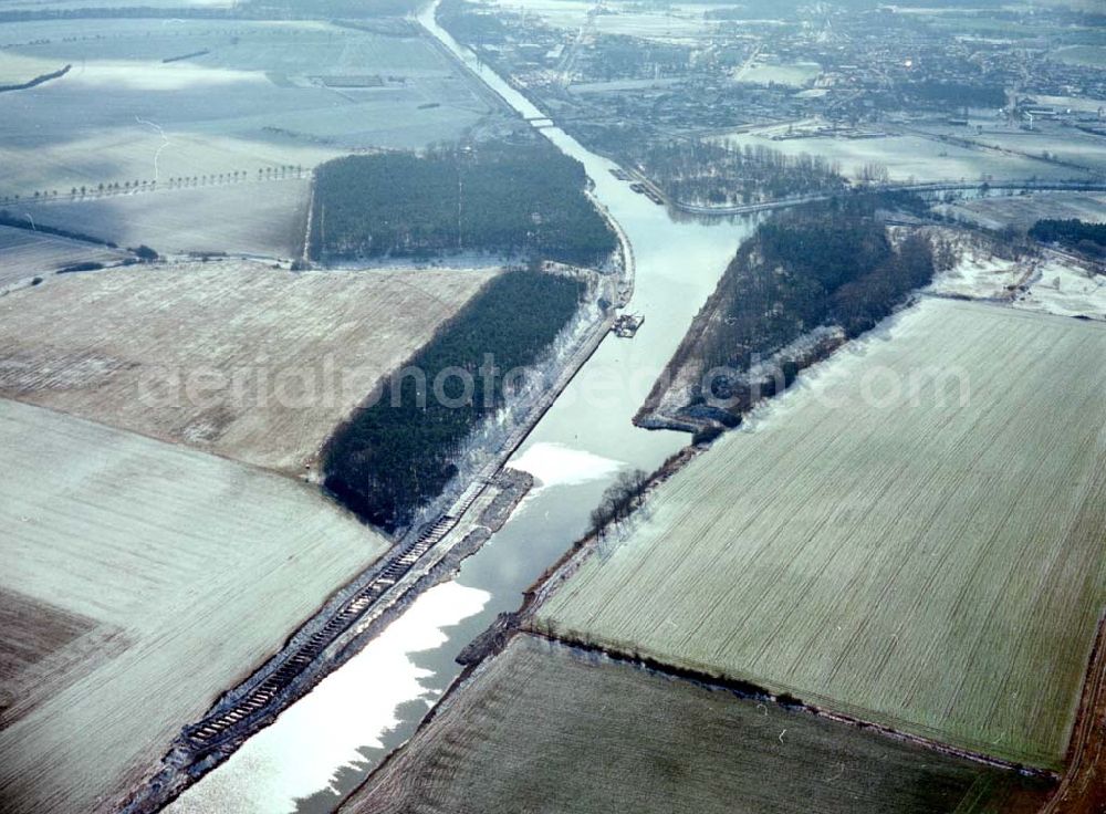 Aerial photograph bei Parchau - Baustelle zur Umleitung des Elbe - Havel - Kanal im Bereich von Parchau.