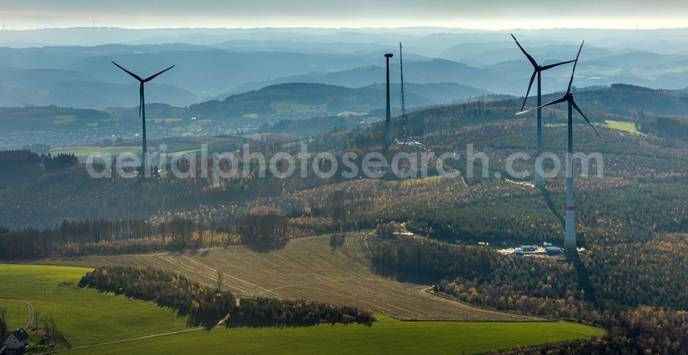 Aerial image Blintrup - Construction site for wind turbine installation in Blintrup in the state North Rhine-Westphalia, Germany