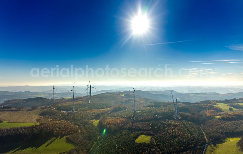 Aerial photograph Blintrup - Construction site for wind turbine installation in Blintrup in the state North Rhine-Westphalia, Germany