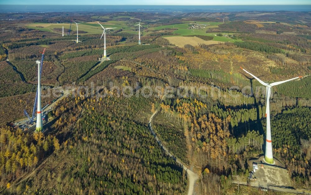 Aerial image Blintrup - Construction site for wind turbine installation in Blintrup in the state North Rhine-Westphalia, Germany