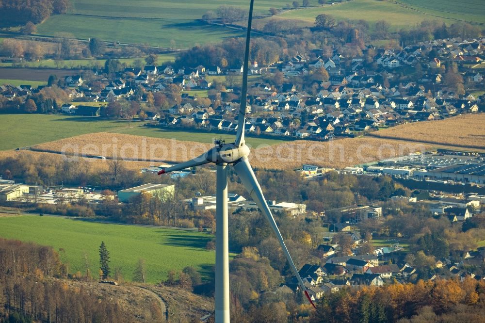 Aerial photograph Blintrup - Construction site for wind turbine installation in Blintrup in the state North Rhine-Westphalia, Germany