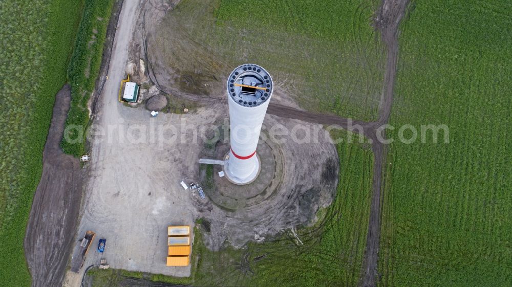 Aerial photograph Bardowick - Construction site for wind turbine installation through the Max Boegl Wind AG in Bardowick in the state Lower Saxony, Germany