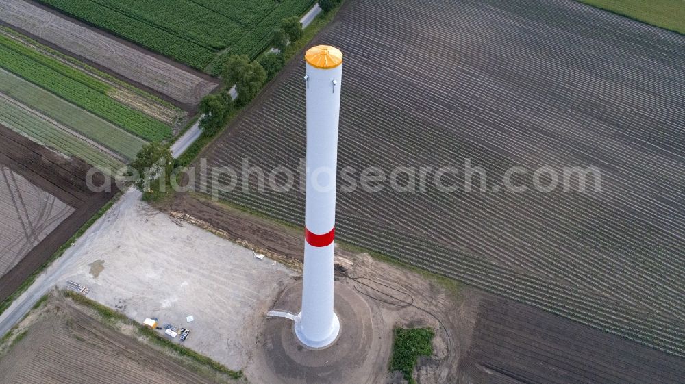 Aerial image Bardowick - Construction site for wind turbine installation through the Max Boegl Wind AG in Bardowick in the state Lower Saxony, Germany