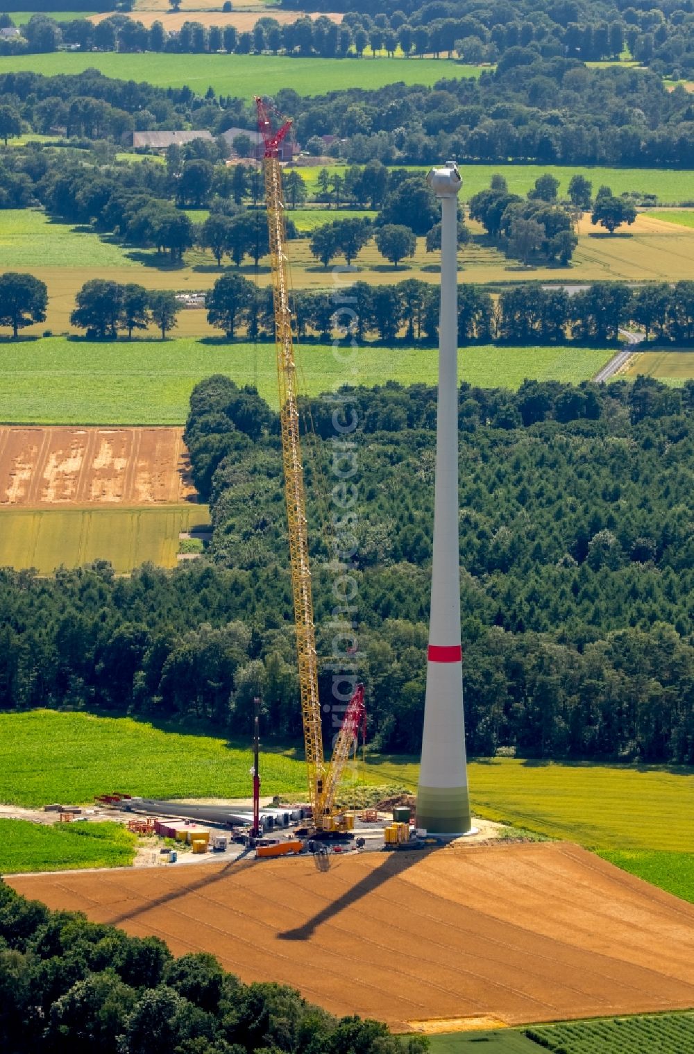 Aerial photograph Haltern am See - Construction site for wind turbine installation in Haltern am See in the state North Rhine-Westphalia