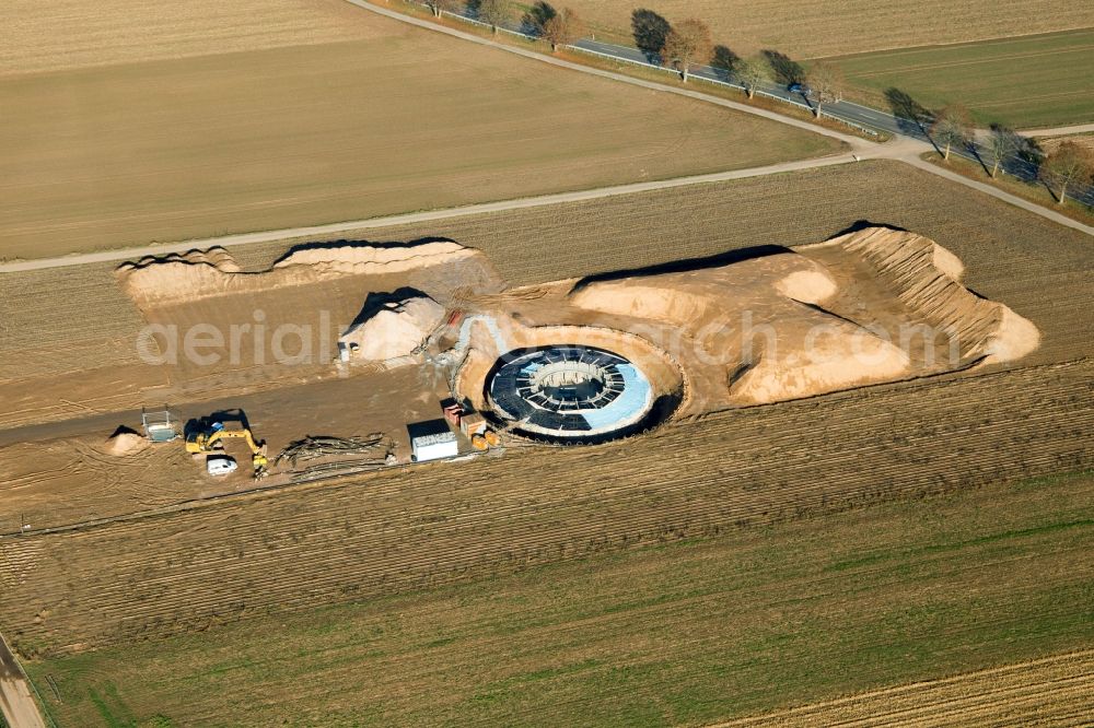 Aerial image Hatzenbühl - Construction site for wind turbine installation in Hatzenbuehl in the state Rhineland-Palatinate, Germany