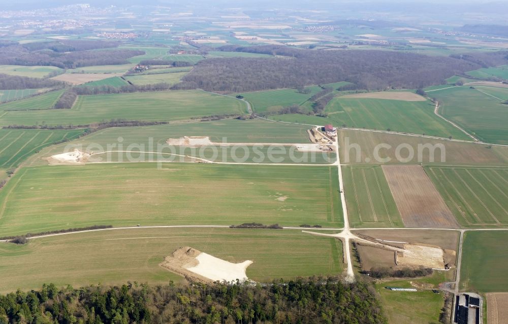 Jühnde from the bird's eye view: Construction site for wind turbine installation in Juehnde in the state Lower Saxony