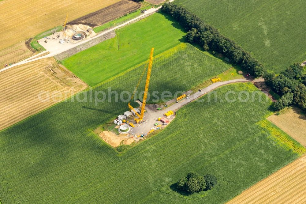 Aerial photograph Kutenholz - Construction site for wind turbine installation in Kutenholz in the state Lower Saxony, Germany