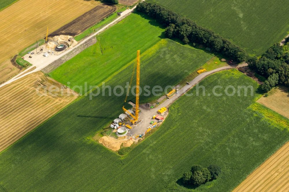 Kutenholz from the bird's eye view: Construction site for wind turbine installation in Kutenholz in the state Lower Saxony, Germany