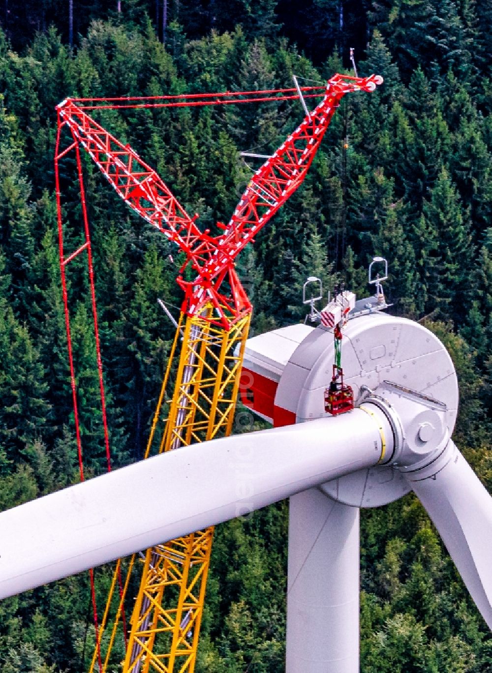 Aerial photograph Lahr/Schwarzwald - Construction site for wind turbine installation on Langenhard in Lahr/Schwarzwald in the state Baden-Wuerttemberg, Germany