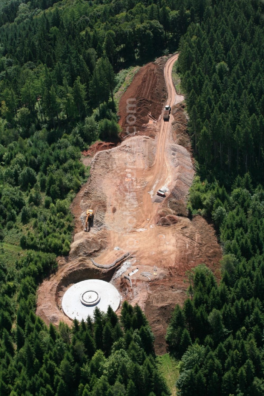 Hasel from the bird's eye view: Construction site for wind turbine installation in Windpark Hasel in Hasel in the state Baden-Wuerttemberg, Germany