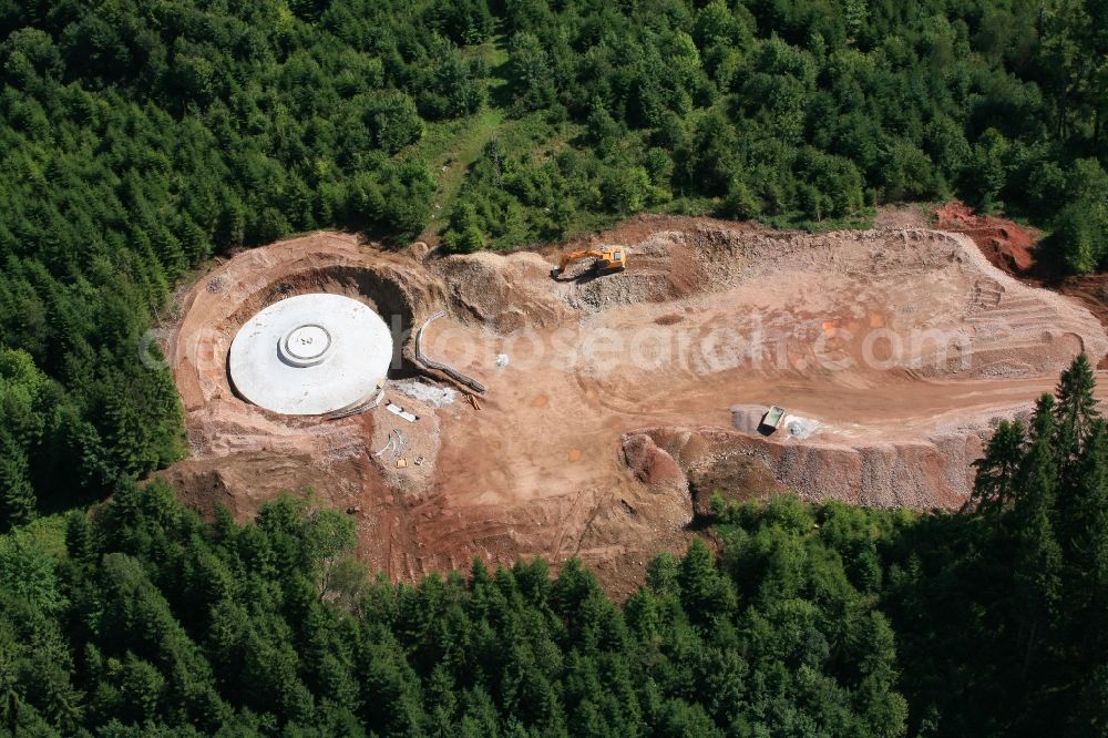 Aerial image Hasel - Construction site for wind turbine installation in Windpark Hasel in Hasel in the state Baden-Wuerttemberg, Germany