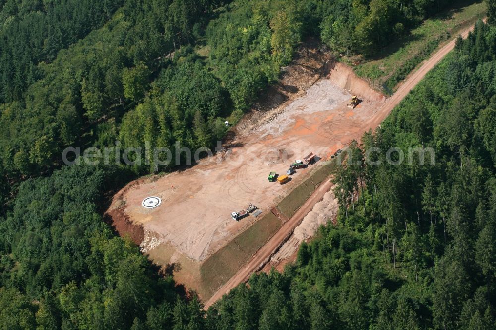 Hasel from above - Construction site for wind turbine installation in Windpark Hasel in Hasel in the state Baden-Wuerttemberg, Germany