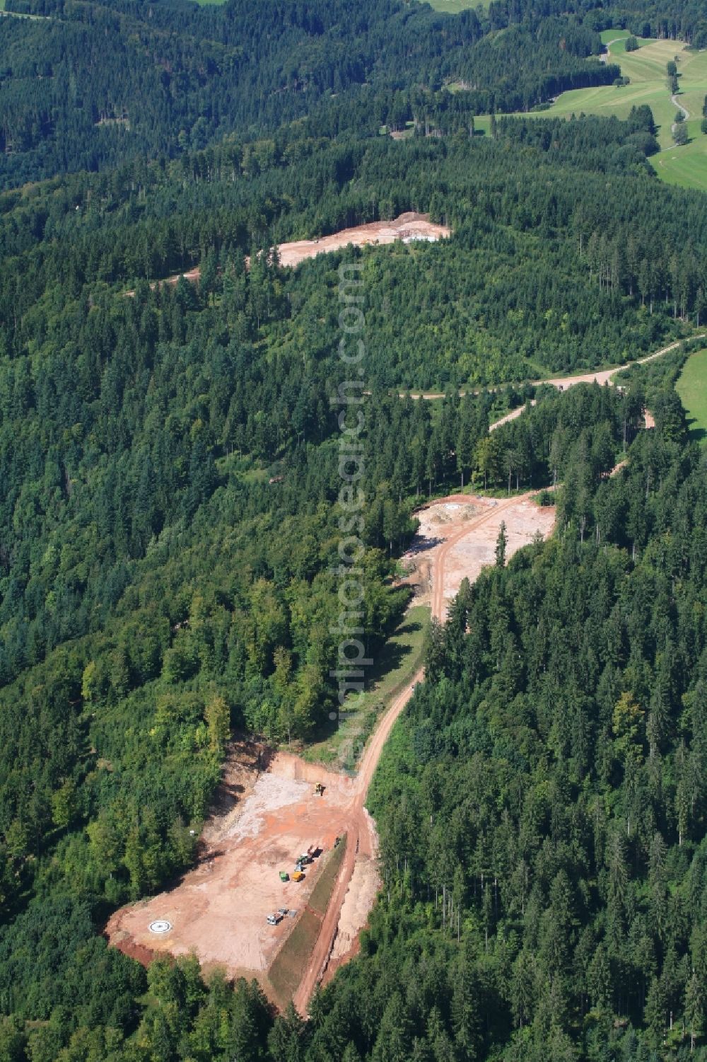 Hasel from the bird's eye view: Construction site for wind turbine installation in Windpark Hasel in Hasel in the state Baden-Wuerttemberg, Germany