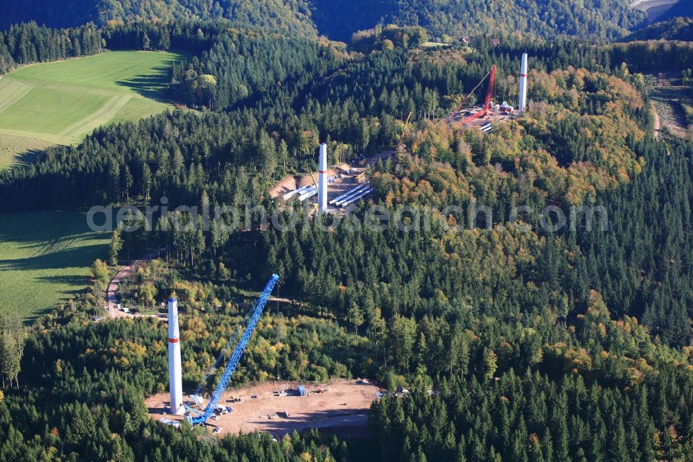 Aerial photograph Hasel - Construction site for wind turbine installation in Windpark Hasel in Hasel in the state Baden-Wuerttemberg, Germany