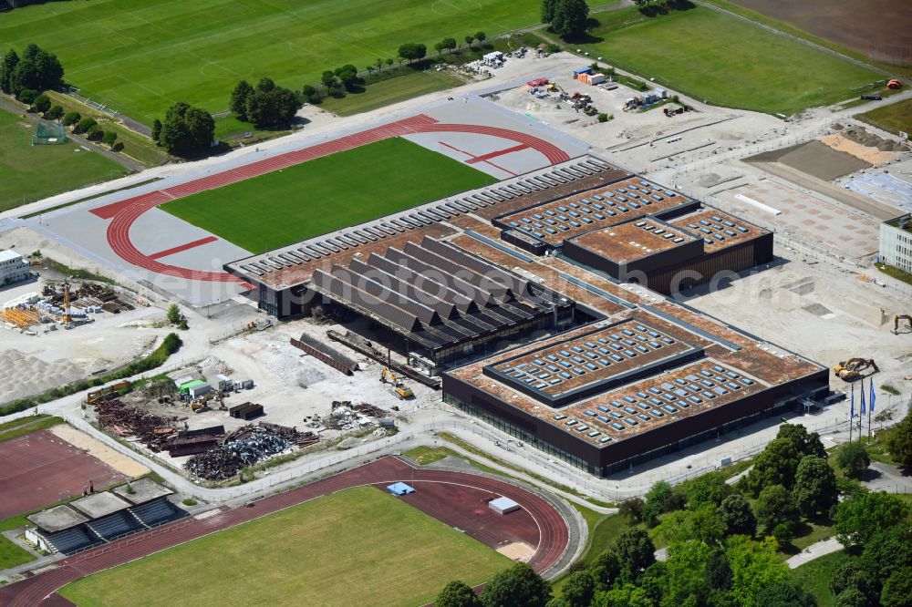 Aerial photograph München - Construction site for the new sports hall Zentraler Hochschulsport (ZHS) in Munich in the state Bavaria, Germany