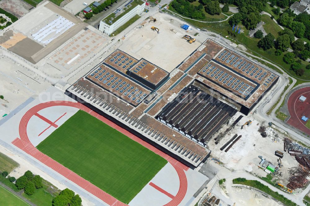 Aerial image München - Construction site for the new sports hall Zentraler Hochschulsport (ZHS) in Munich in the state Bavaria, Germany