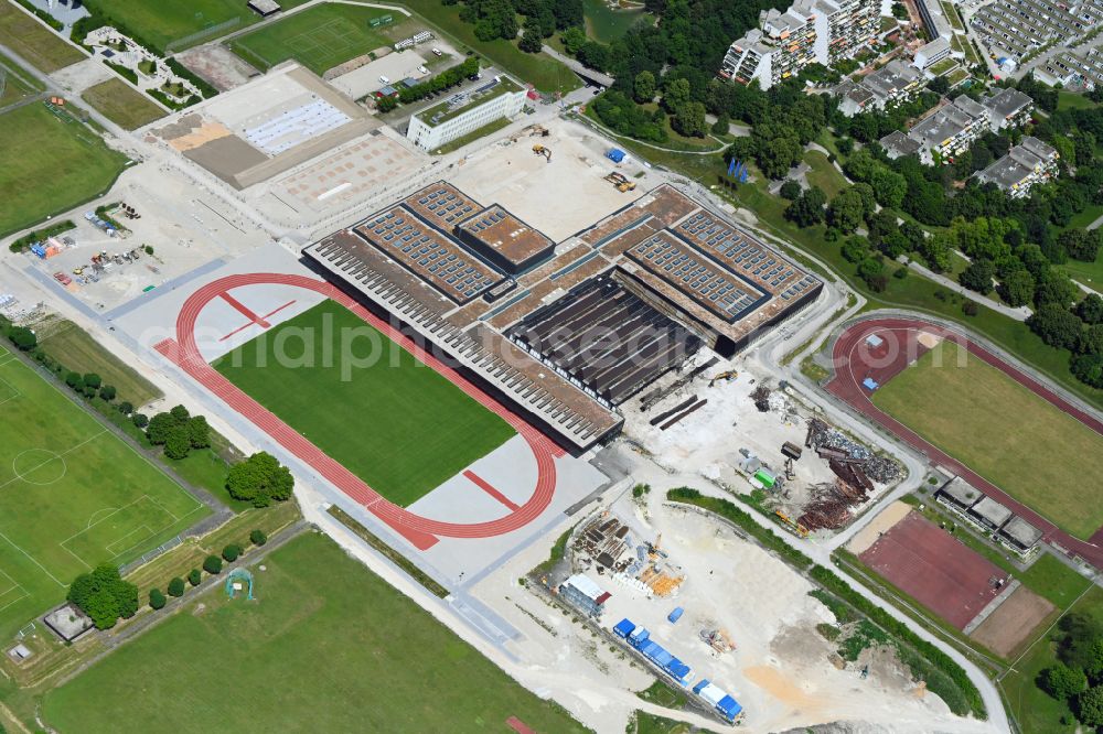 Aerial photograph München - Construction site for the new sports hall Zentraler Hochschulsport (ZHS) in Munich in the state Bavaria, Germany