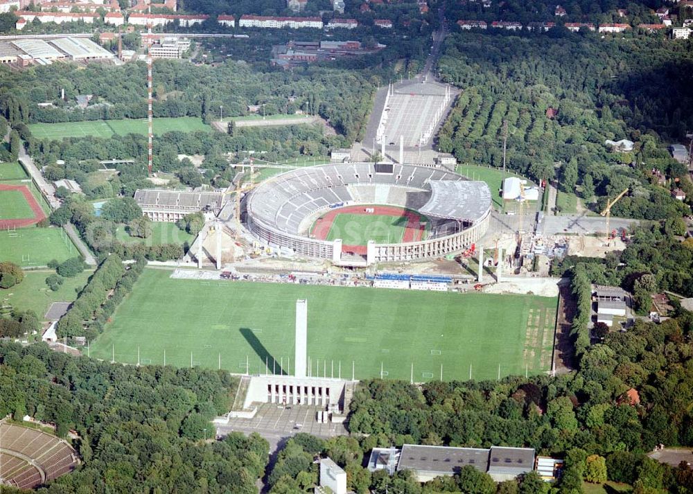 Aerial photograph Berlin - Baustellen am Berliner Olympiastadion