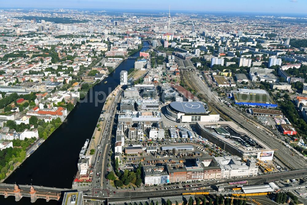 Aerial photograph Berlin - Construction sites for the new building on Anschutz- Areal along of Muehlenstrasse in the district Friedrichshain in Berlin, Germany