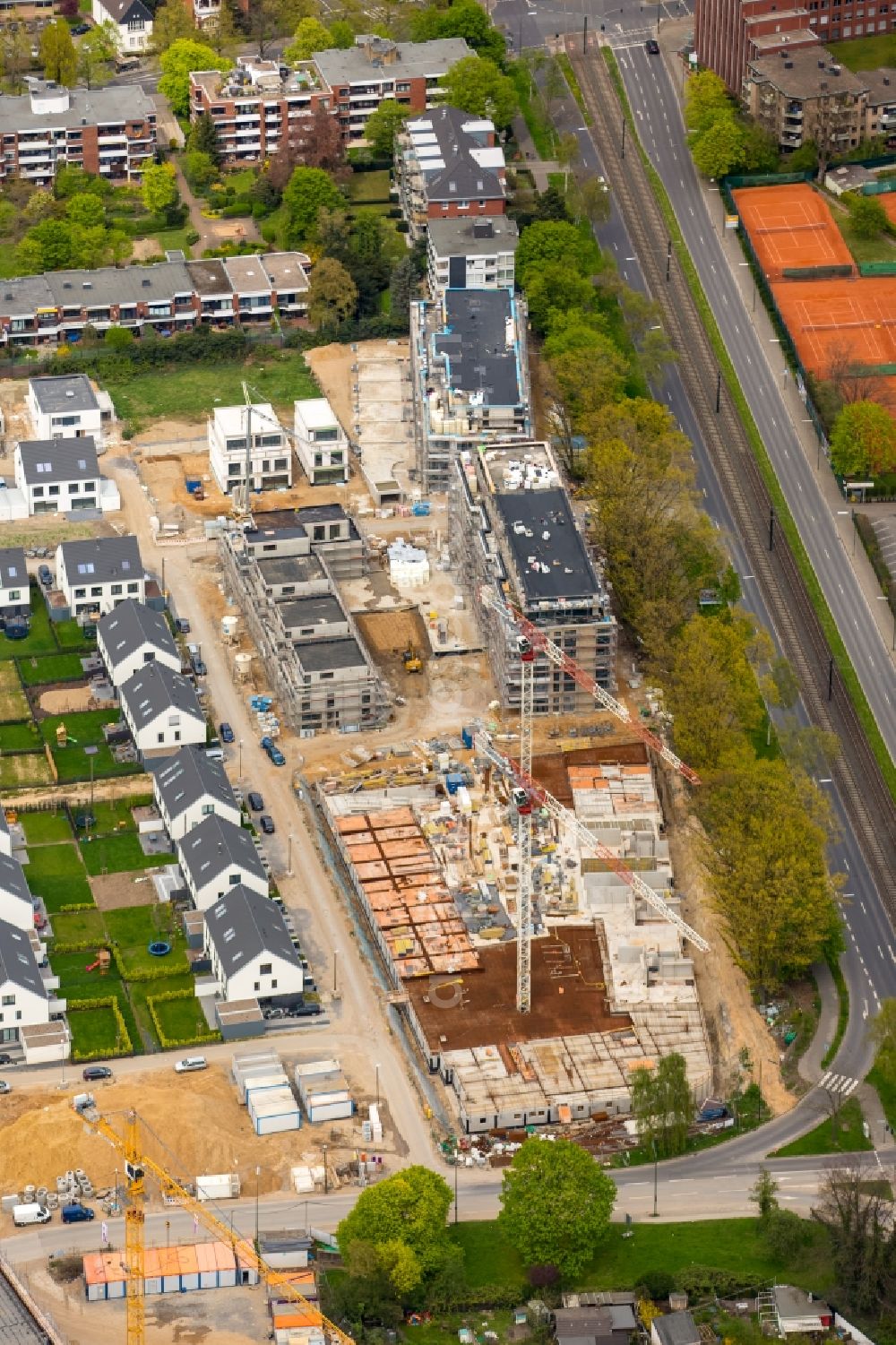 Aerial image Düsseldorf - Development area Gartenstadt Reitzenstein with construction sites on site of the former military barracks Reitzenstein in Duesseldorf in the state of North Rhine-Westphalia