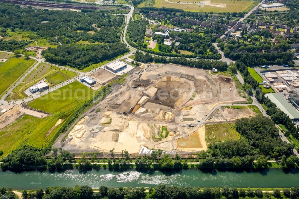 Oberhausen from the bird's eye view: Construction sites and development area on site of the former mining pit and mine shaft IV of the Zeche Osterfeld in Oberhausen in the state of North Rhine-Westphalia