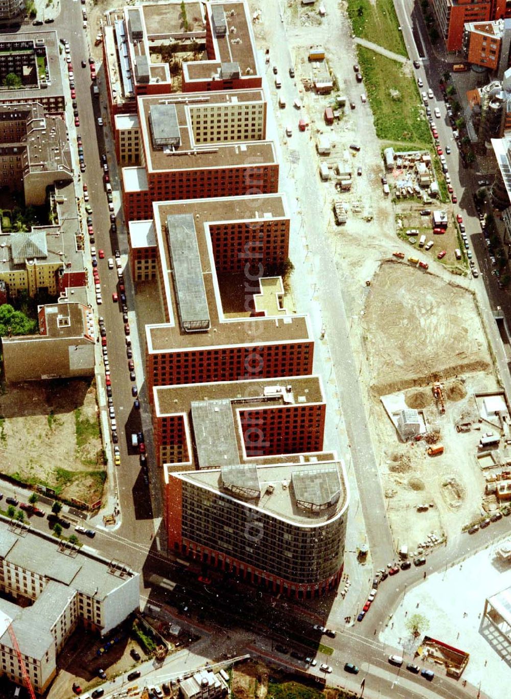 Aerial image Berlin - Baustellen der HVB - Projekt am Potsdamer- und Leipziger Platz in Berlin - Mitte / Tiergarten.