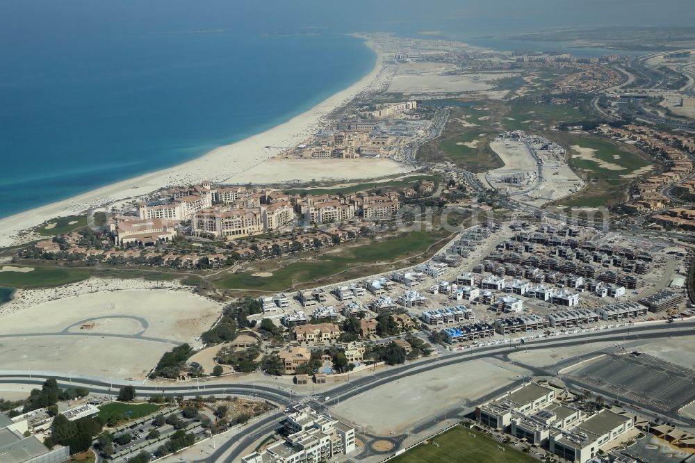 Abu Dhabi from above - Construction sites for new residential areas of housing estate on Saadiyat Island in Abu Dhabi in United Arab Emirates