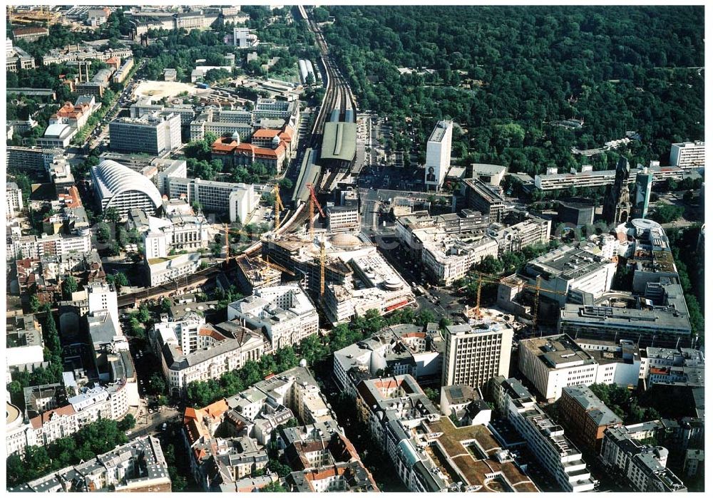 Aerial photograph Berlin - Charlottenburg - Baustellen für das neue Kranzlereck und das Panoptikum am Kurfürstendamm in Berlin - Charlottenburg.