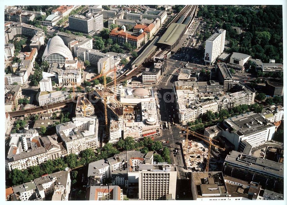 Berlin - Charlottenburg from above - Baustellen für das neue Kranzlereck und das Panoptikum am Kurfürstendamm in Berlin - Charlottenburg.