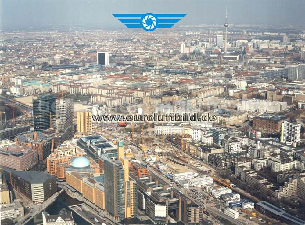 Aerial image Berlin - Tiergarten - Baustellen am Potsdamer Platz.