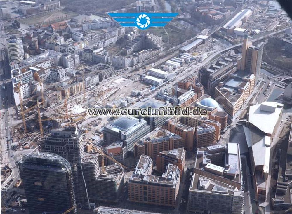 Aerial photograph Berlin - Tiergarten - Baustellen am Potsdamer Platz.