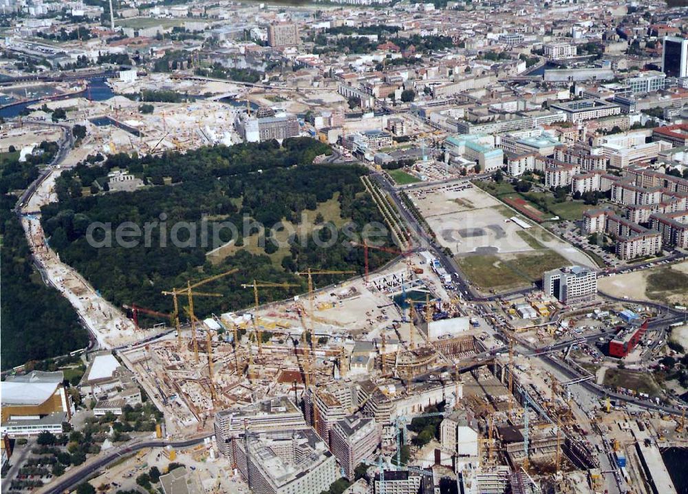 Aerial image Berlin-Tiergarten - Baustellen am Potsdamer Platz19.09.1997