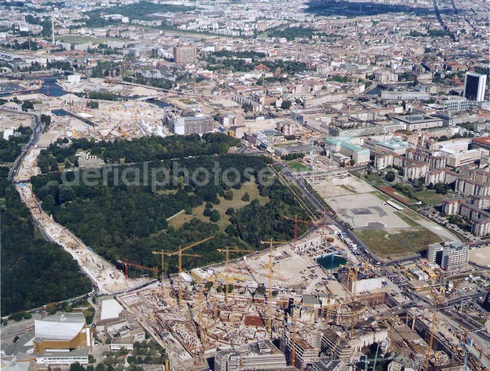 Aerial photograph Berlin-Tiergarten - Baustellen am Potsdamer Platz19.09.1997