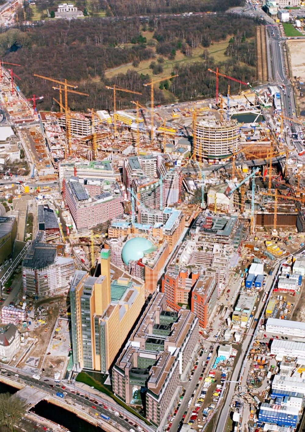 Aerial image Berlin - Tiergarten - Baustellen am Potsdamer Platz